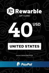 Rewarble Paypal $40 USD Gift Card (US) - Rewarble - Digital Code