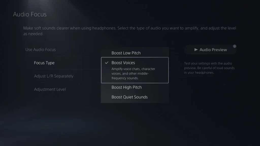 PlayStation 5 audio focus
