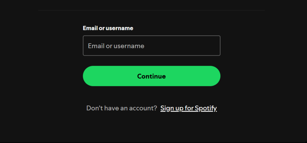Log in to Spotify account