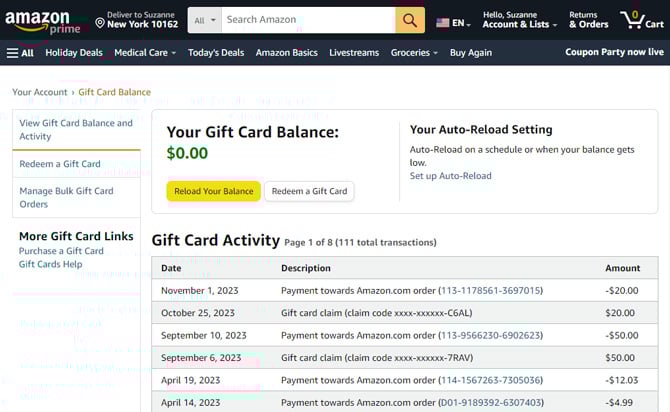 How to check Amazon Gift Card balance