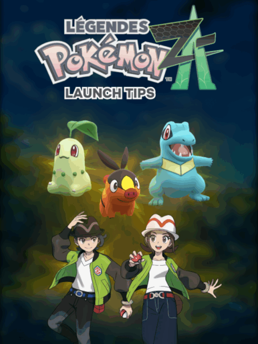 Pokémon Legends Z-A logo glowing over Lumiose City skyline with trainer silhouette.