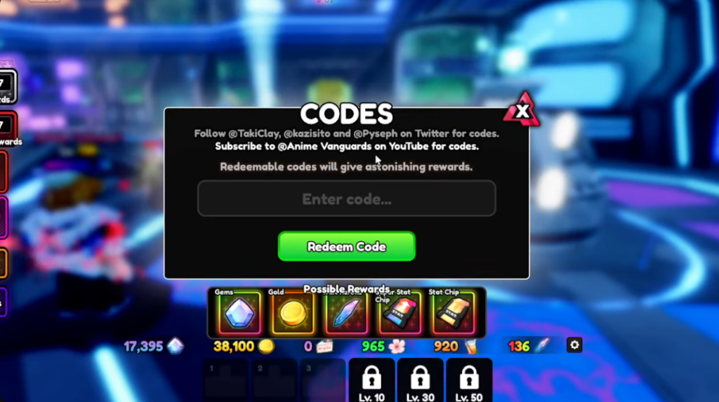 Anime Vanguards codes