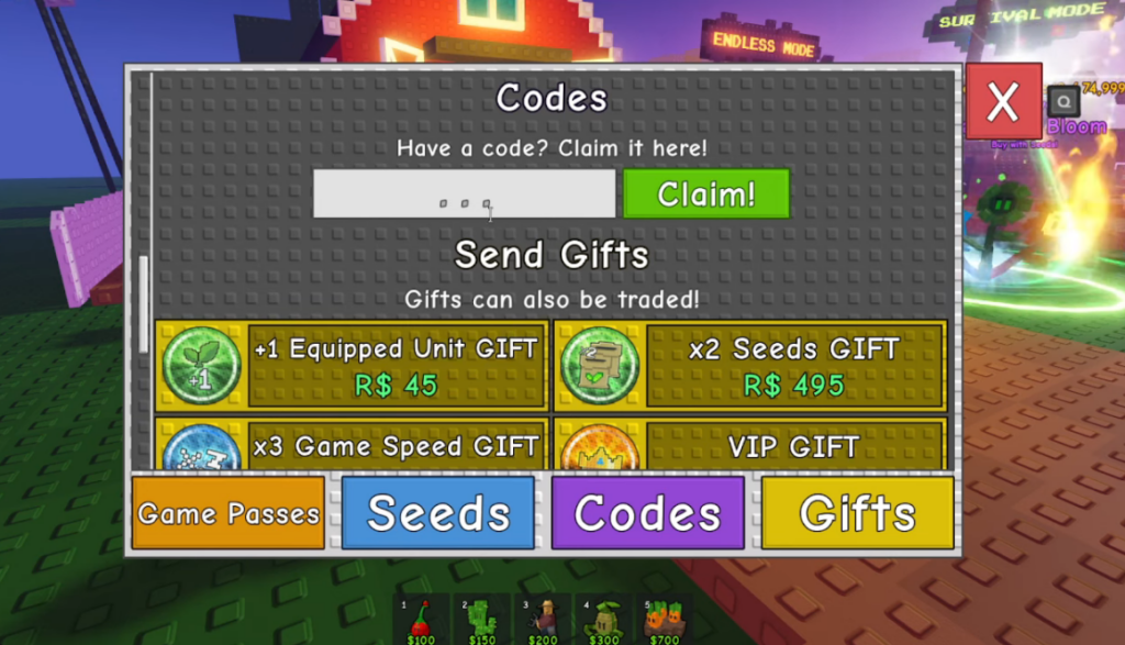 Garden Tower Defense codes