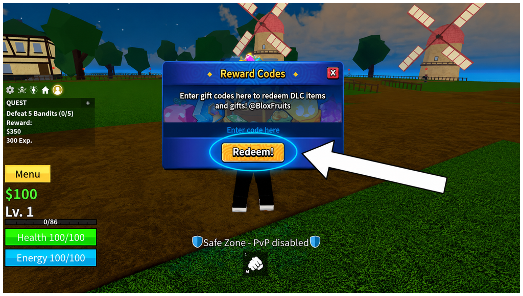 Blox Fruits codesredeem step 2