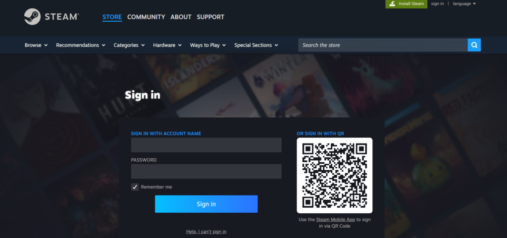 steam account log in