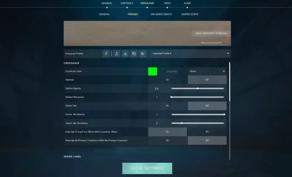 Valorant crosshair codes