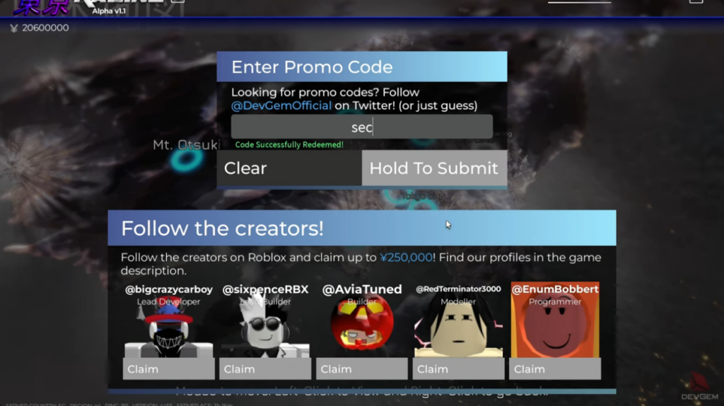 Midnight Tokyo Racing codes