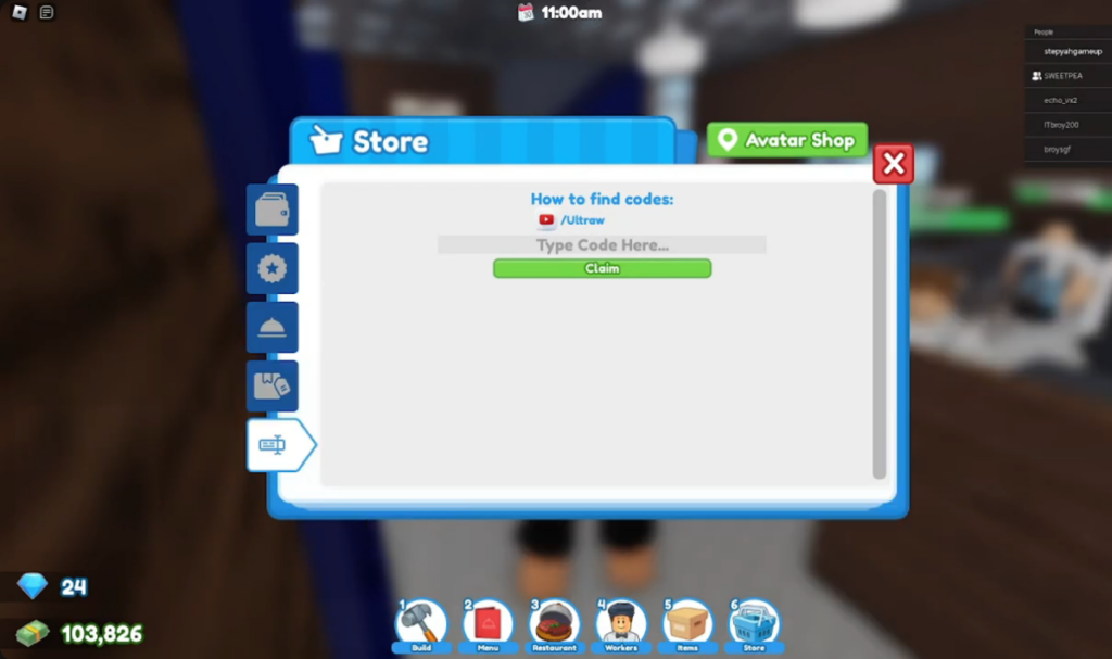 Restaurant Tycoon 2 codes