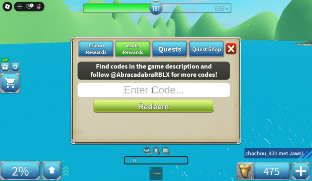 Sharkbite 2 codes