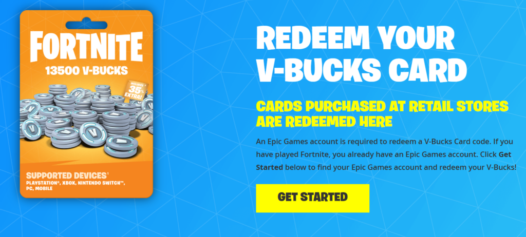 Redeem Nintendo V Bucks Gift Card on Switch