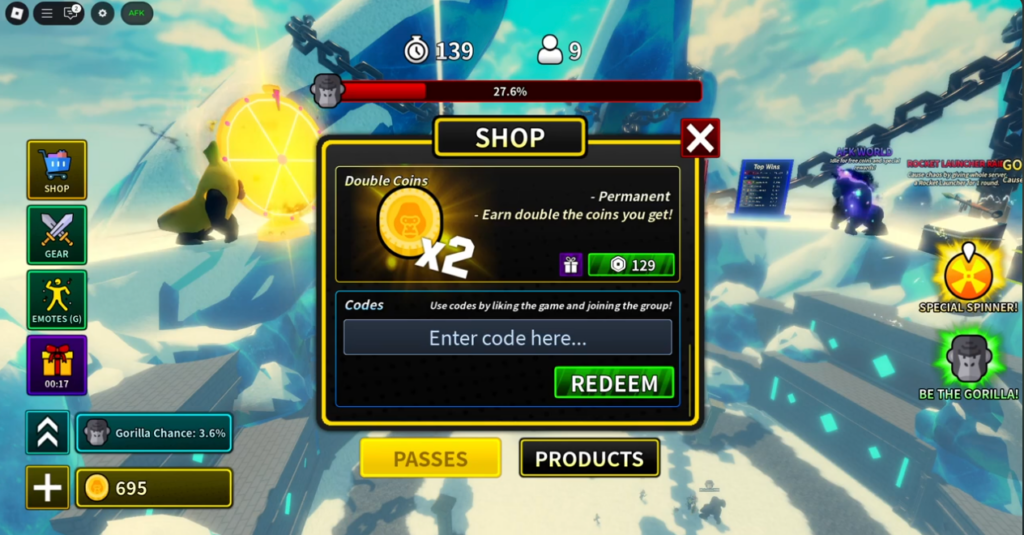 how to redeem gorilla vs humans codes 