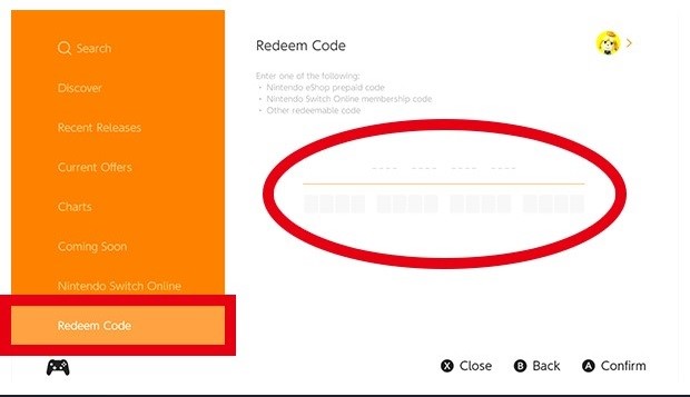 Redeem Nintendo Gift Card code