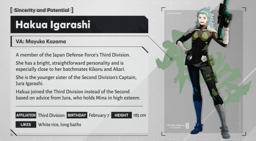 Hakua Igarashi Kaiju No. 8 The Game