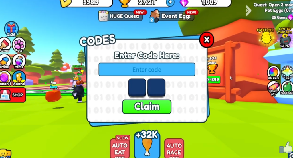 how to redeem fat race codes 