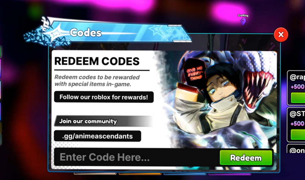 how to redeem anime ascend codes 