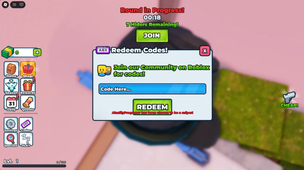 Camo or Snipe codes