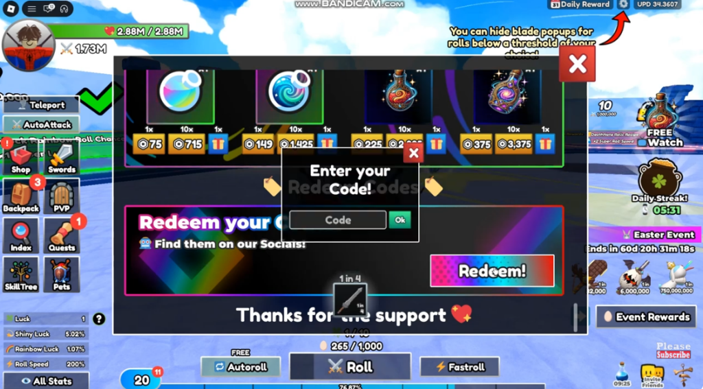 how to redeem Dungeon RNG Codes