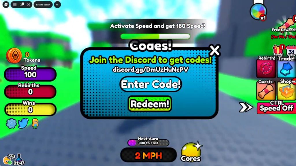 how to redeem Outrun a Speedster Codes