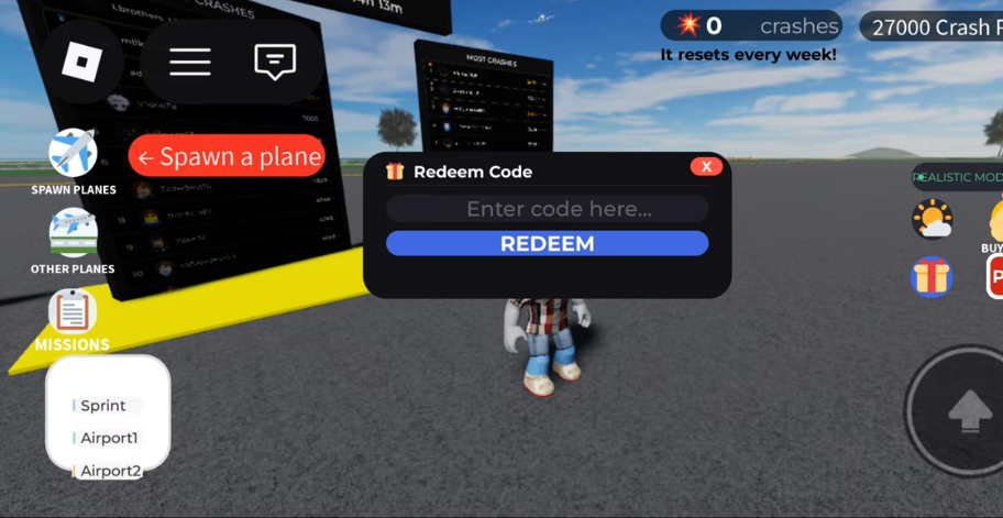 how to redeem Plane Crash Simulator Codes 
