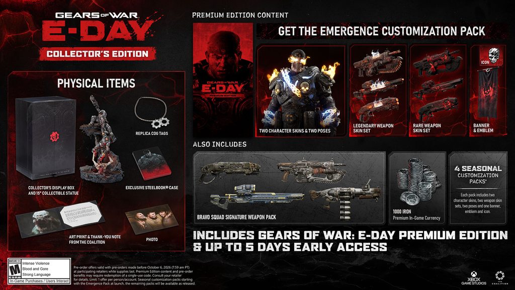 Gears of War E Day Collector's Edition price contents