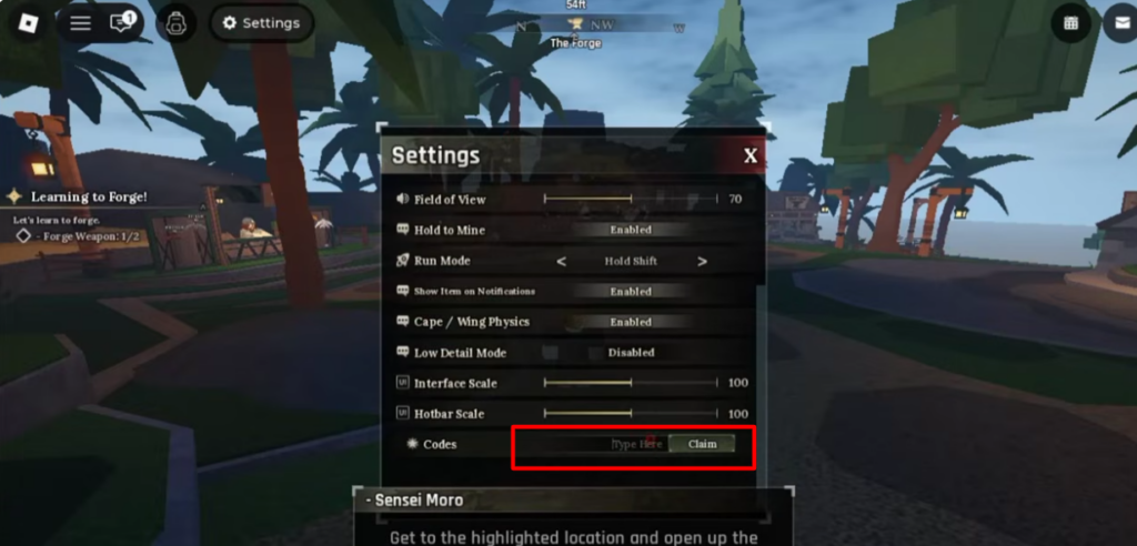 how to redeem the forge codes