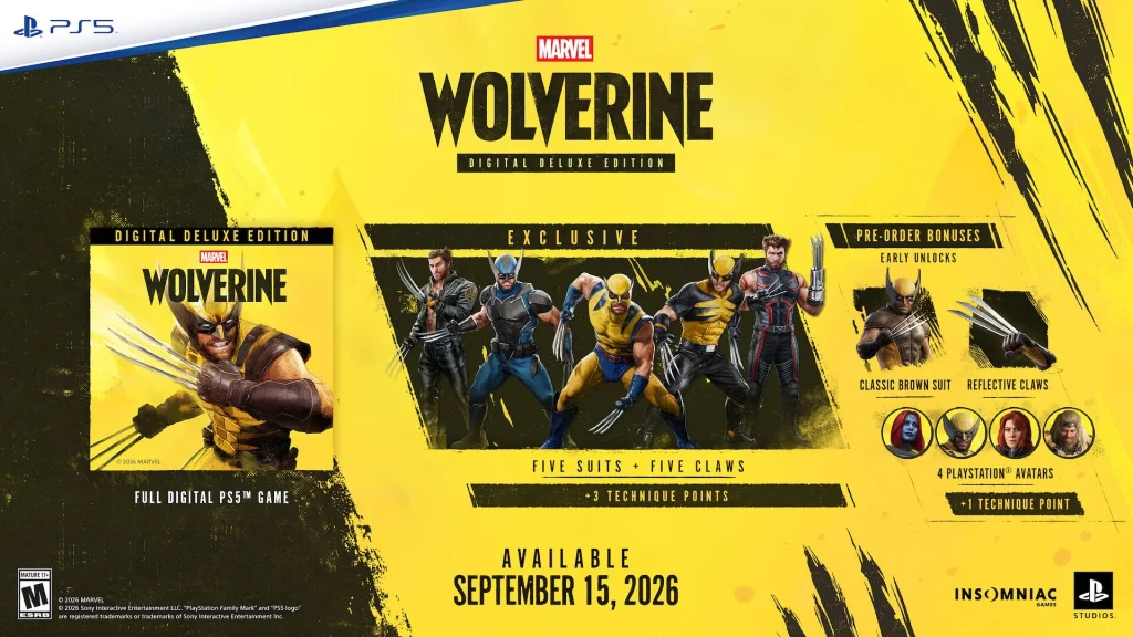 Marvel’s Wolverine Suits digital edition pre order bonus