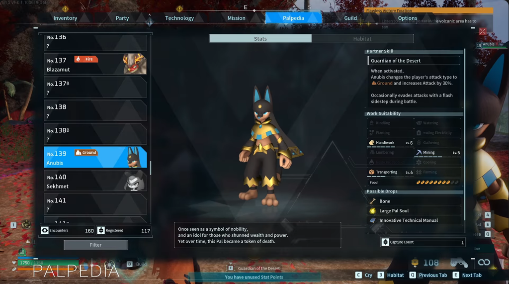 Anubis Stats and Abilities in Palworld