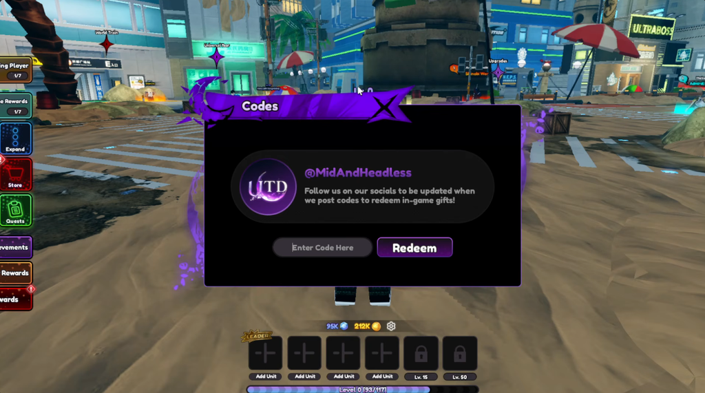 Universe Tower Defense Z codes