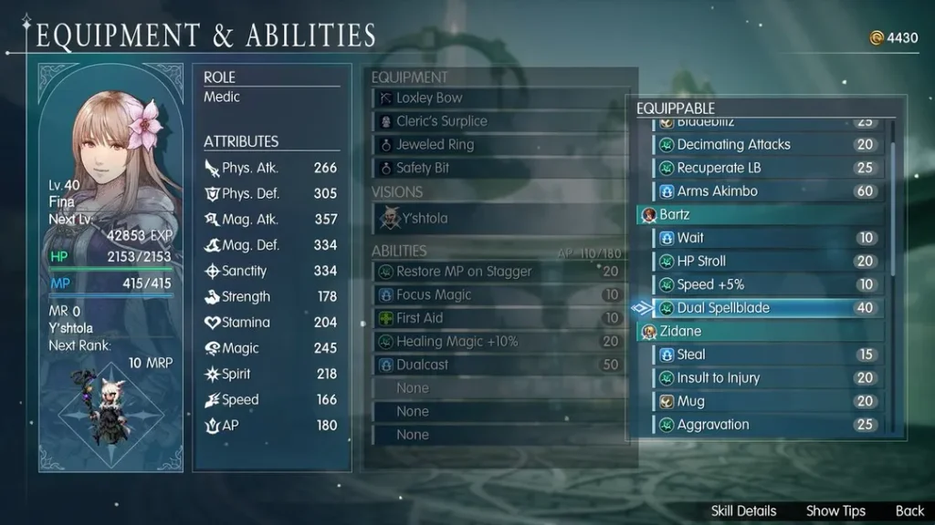 Final Fantasy Resonance Fina abilities