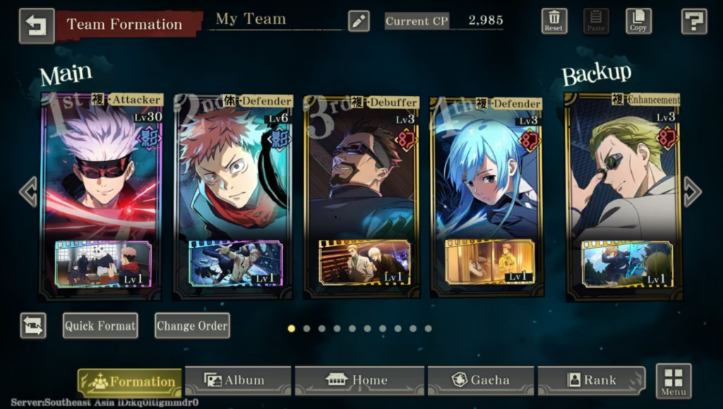 Jujutsu Kaisen Phantom Parade teams