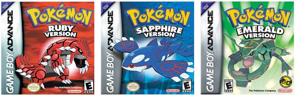 Pokémon Ruby, Sapphire, and Emerald All Pokémon Games in Order 